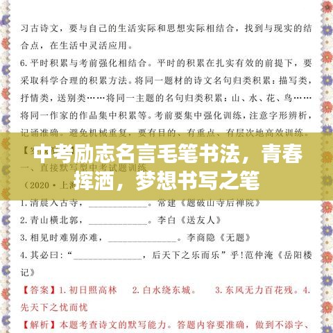 中考勵(lì)志名言毛筆書法，青春揮灑，夢(mèng)想書寫之筆