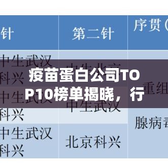 疫苗蛋白公司TOP10榜單揭曉，行業(yè)領(lǐng)軍者的實(shí)力揭秘！