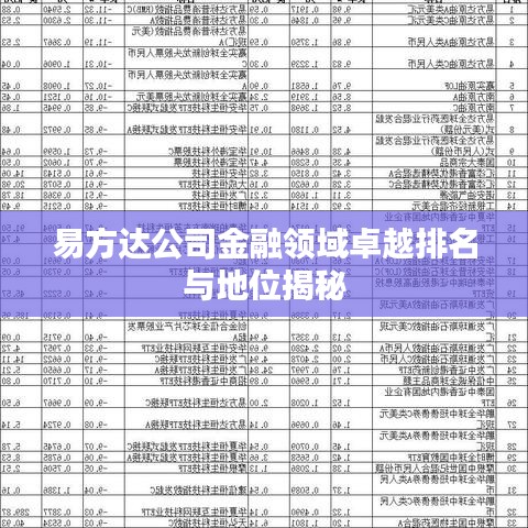 易方達公司金融領(lǐng)域卓越排名與地位揭秘